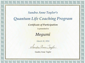 Sandra Ann Taylor　Quantum Life Coaching修了書
